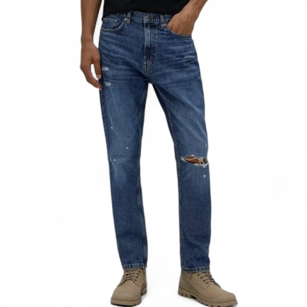 Hugo Boss Men's Knee Ribbed Style Blue Straight Jeans Size W32 L32